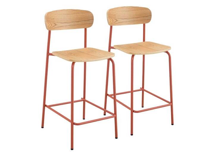 Barstühle aus Holz und Metall - 2er-Set von Oviala