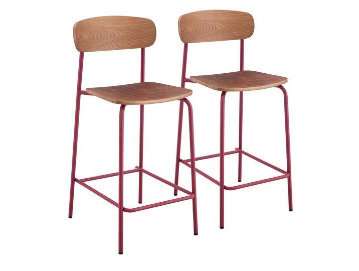 Barstühle aus Holz und Metall - 2er-Set von Oviala