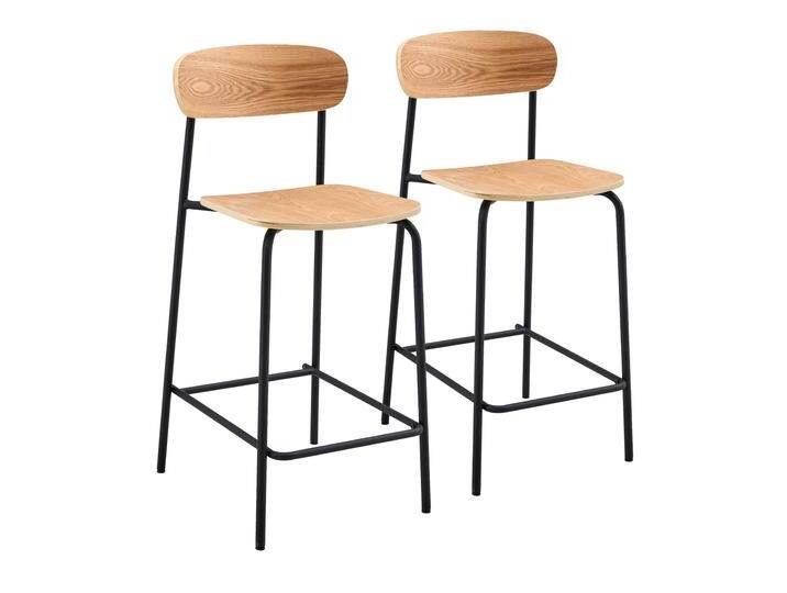 Barstühle aus Holz und Metall - 2er-Set von Oviala