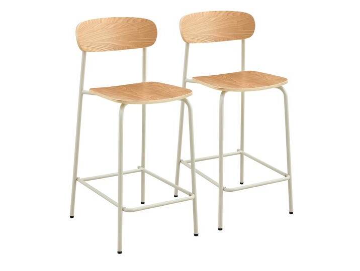 Barstühle aus Holz und Metall - 2er-Set von Oviala