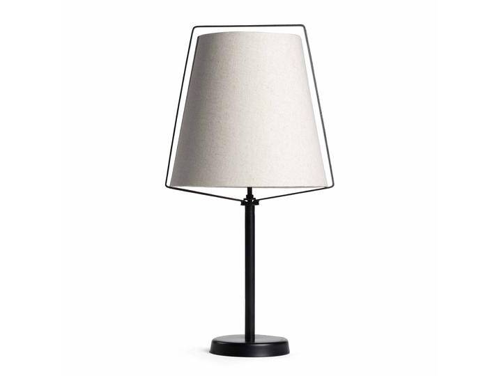 Design-Tischlampe mit Leinenschirm von Oviala