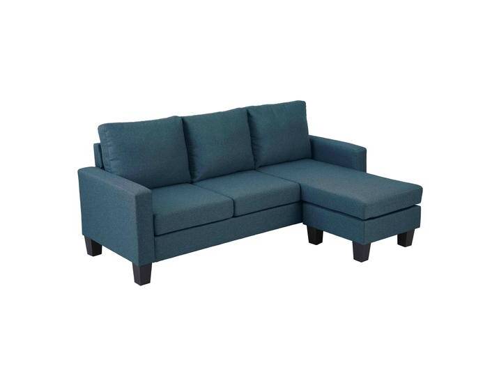 Ecksofa 3-Sitzer aus Stoff mit Chaiselongue rechts und Kissen von Oviala
