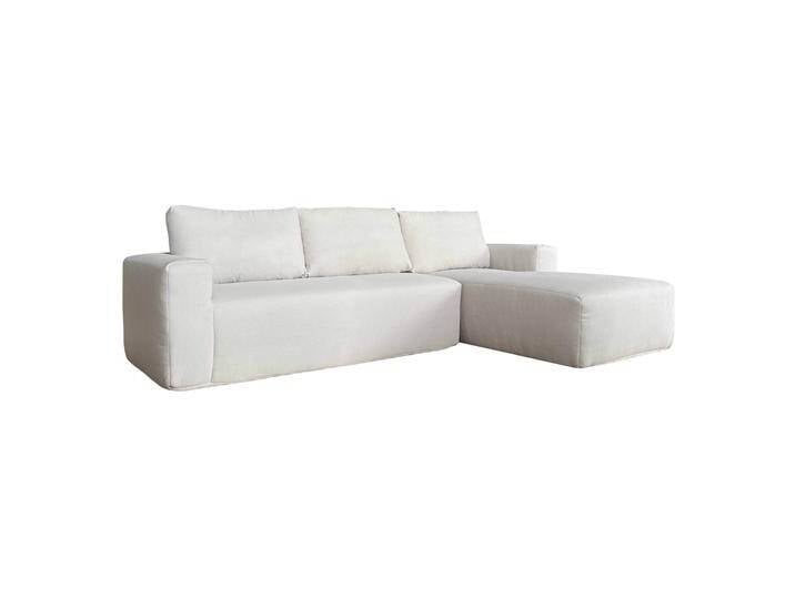 Ecksofa 4-Sitzer aus geripptem stoff mit Chaiselongue rechts und Kissen Ecksofa 4-Sitzer aus geripptem stoff mit Chaiselongue rechts und Kissen von Oviala
