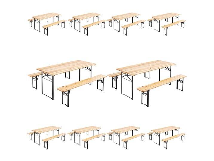 Klapptisch holz und 2 klappbare Holzbänke für 8 Plätze, 177 x 80 cm – 10er-Set Klapptisch holz und 2 klappbare Holzbänke für 8 Plätze, 177 x 80 cm – 10er-Set von Oviala