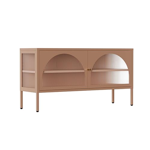 Moderner TV-Schrank mit 2 Türen, 115 cm lang, aus Metall, Braun von Oviala
