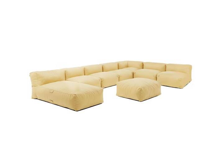 Modulare Gartenmöbel für 7 Personen bestehend aus 5 Kaminstühlen, 1 Ecksessel, 1 Chaiselongue und 1 Sitzsack Modulare Gartenmöbel für 7 Personen bestehend aus 5 Kaminstühlen, 1 Ecksessel, 1 Chaiselongue und 1 Sitzsack von Oviala