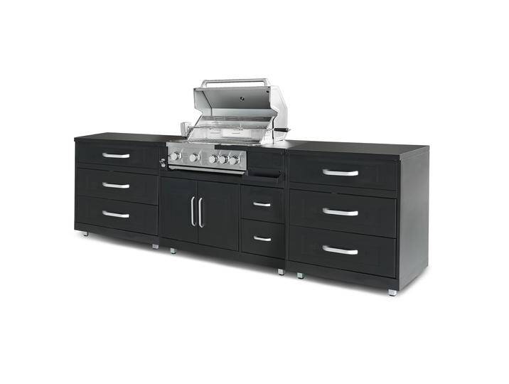 Outdoor-Küche aus Metall mit Grill und Stauraum – 3 Module von Oviala