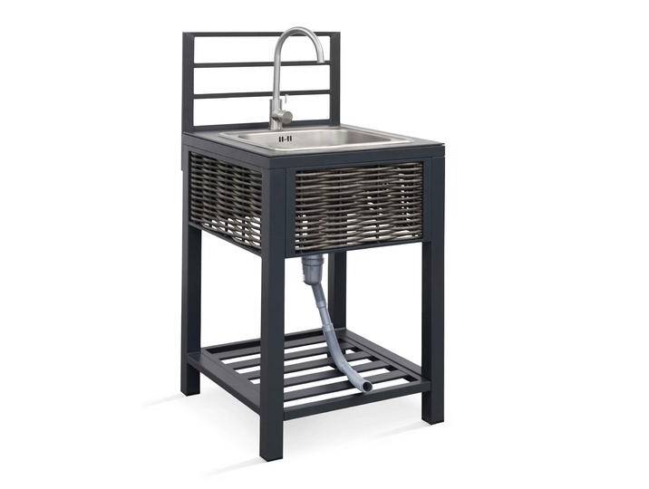 Outdoor Küchenmöbel mit Spüle aus Aluminium und Harzgeflecht von Oviala