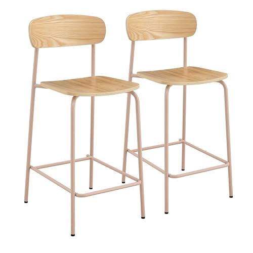 Oviala 2 Hochstühle aus Metall und Holz, Rosa Oviala 2 Hochstühle aus Metall und Holz, Rosa von Oviala
