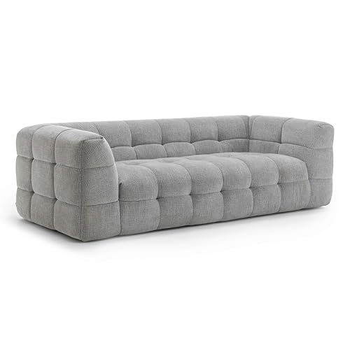 Oviala 3-Sitzer-Sofa aus Holz und Polyester, gesteppt, Grau von Oviala