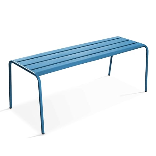 Oviala Gartenbank Palavas blau rechteckig 121 x 52 x 46 cm Stahl 3-Sitzer von Oviala