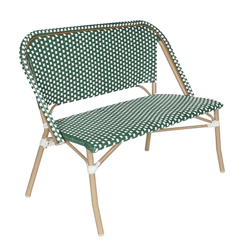 Oviala Gartenbank aus Aluminium und Polyrattan, weiß und grün von Oviala