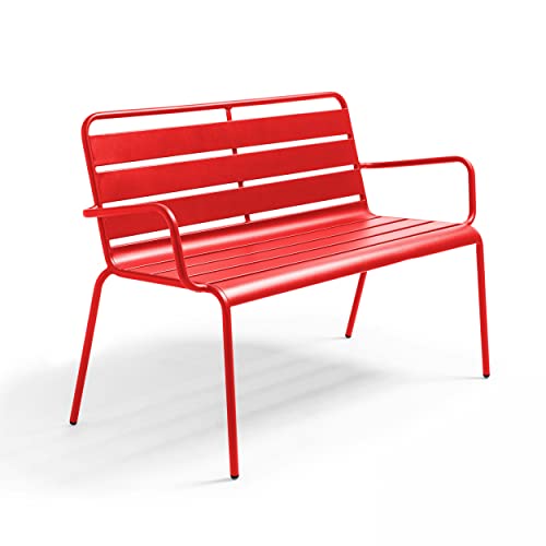 Oviala Gartenbank aus Metall, Rot – Palavas von Oviala