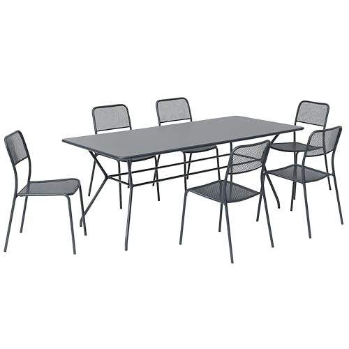 Oviala Gartenmöbel-Set, Tisch und 6 Stühle, Anthrazitgrau von Oviala