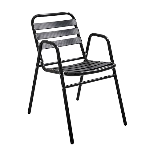 Oviala Gartenstuhl, stapelbar, Aluminium, Schwarz von Oviala