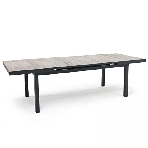 Oviala Gartentisch, ausziehbar, grau, rechteckig, 260 x 100 x 75 cm, Aluminium, 10 Sitzplätze Tivoli von Oviala