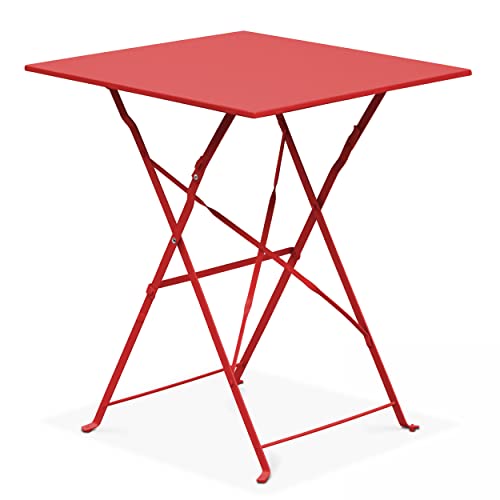 Oviala Gartentisch, zusammenklappbar, für Bistrotisch, Stahl, Rot von Oviala