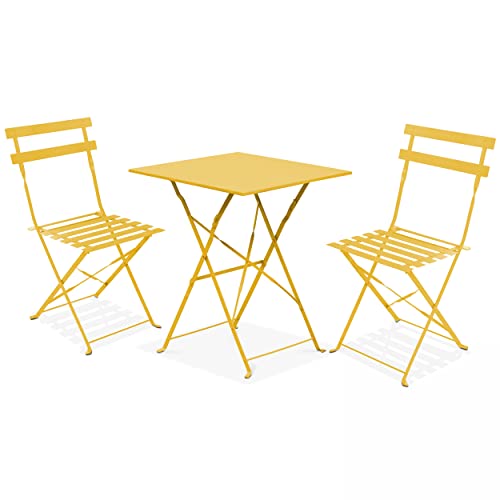 Oviala Gartentisch und 2 Stühle, Stahl, Gelb von Oviala