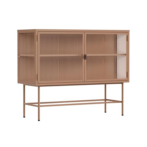 Oviala Moderne Anrichte, 2 Türen, 110 cm, Metall und Glas, Braun von Oviala