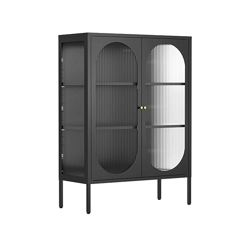 Oviala Moderne Anrichte, 2 Türen, 80 cm, Metall und Glas, Schwarz von Oviala