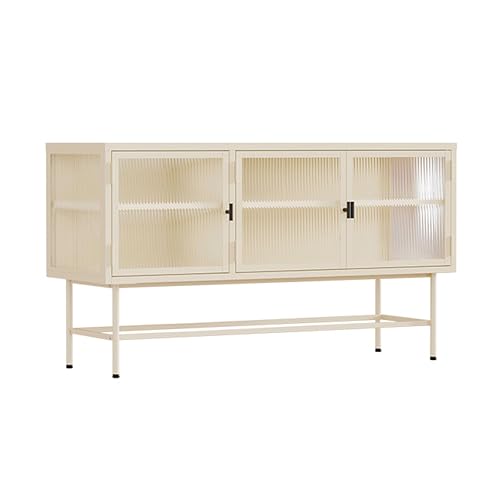 Oviala Moderne Anrichte, 3 Türen, 120 cm, Metall und Glas, naturfarben von Oviala