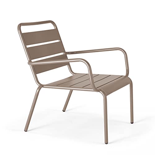 Oviala Palavas – Gartensessel niedrig Relax Stahl Taupe von Oviala