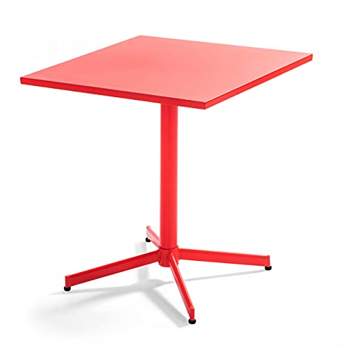 Oviala Palavas – Gartentisch, quadratisch, Bistrotisch, neigbar, Stahl, Rot von Oviala