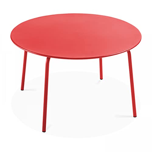 Oviala Palavas – Gartentisch, rund, aus Stahl, Rot von Oviala