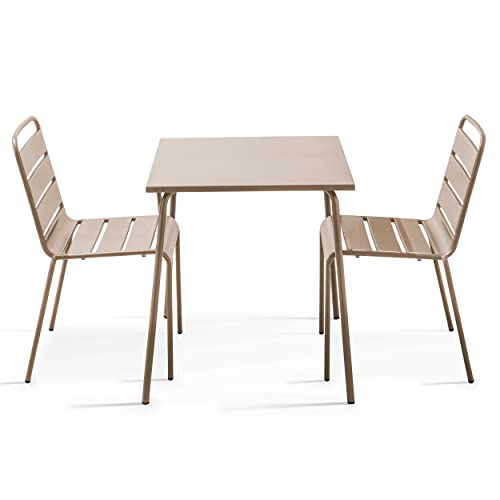 Oviala Palavas Gartentisch und 2 Stühle, Stahl, Taupe von Oviala