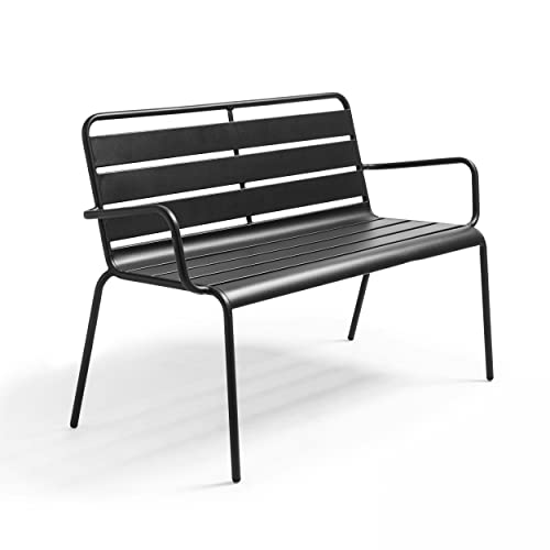Oviala Gartenbank aus Metall, Anthrazit – Palavas von Oviala