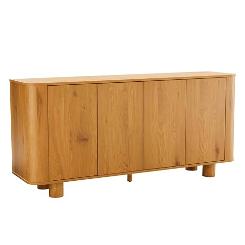 Oviala Skandinavisches Sideboard, 4 Türen, Länge 160 cm, helles Holz von Oviala