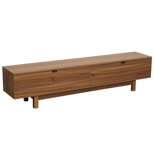 Oviala TV-Bank, 2 Türen, rechteckig, Länge 160 cm, dunkles Holz von Oviala