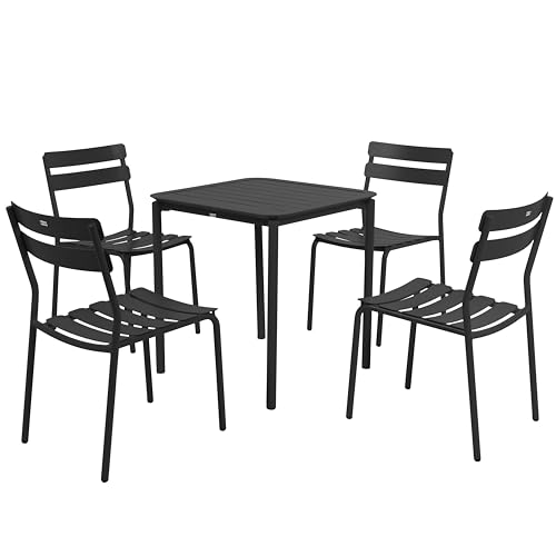 Oviala Terrassentisch quadratisch (70x70cm) und 4 Stühle, schwarz von Oviala
