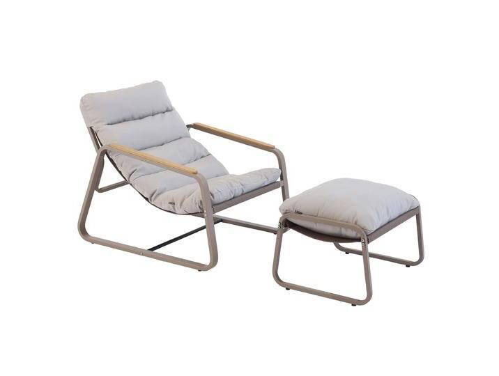 Relaxsessel aus Stahl und Textilene mit Fußstütze von Oviala