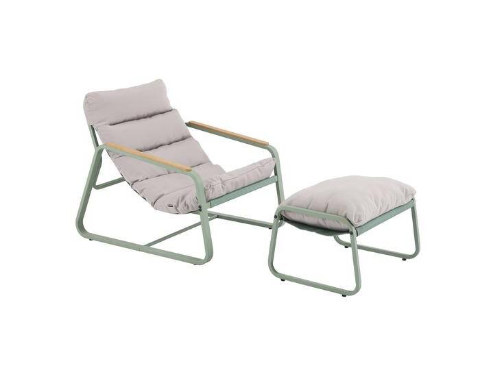 Relaxsessel aus Stahl und Textilene mit Fußstütze von Oviala