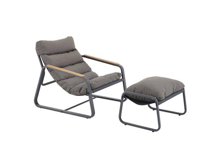 Relaxsessel aus Stahl und Textilene mit Fußstütze von Oviala