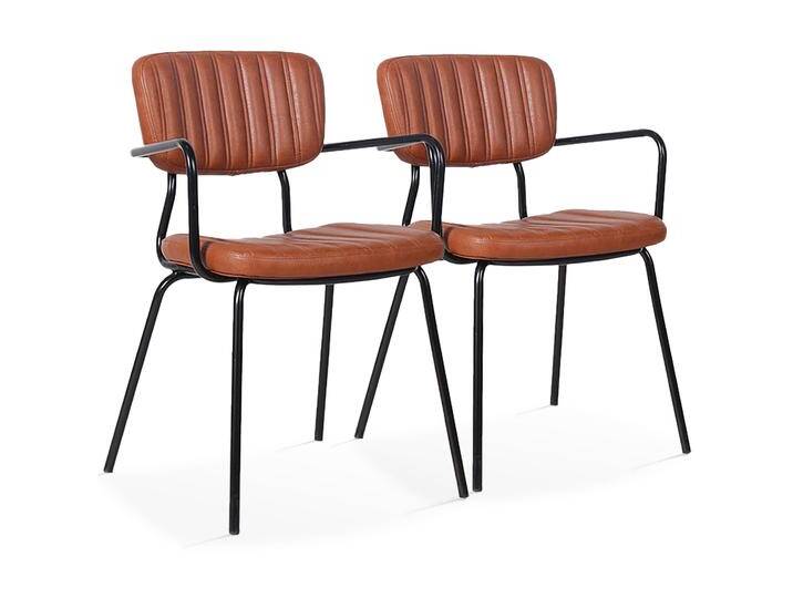 Set von 2 Esszimmerstuhl mit Armlehnen aus beschichtetem Textil und FSC®-zertifiziertem Holz von Oviala