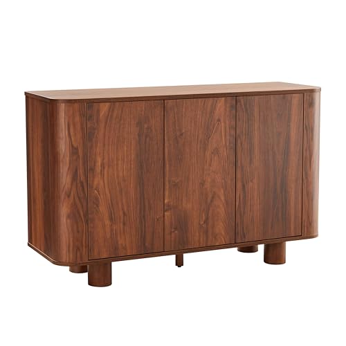 Sideboard mit 3 Türen, modern, rechteckig, Länge 120 cm, dunkles Holz von Oviala