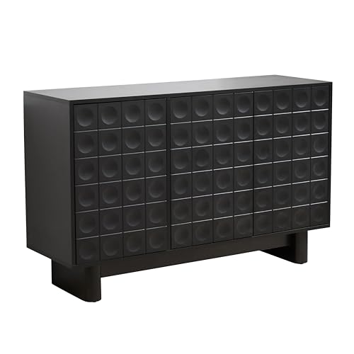 Sideboard mit 3 Türen, modern, rechteckig, Länge 124 cm, Schwarz von Oviala