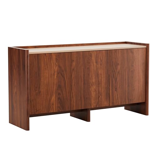 Sideboard mit 3 Türen, modern, rechteckig, Länge 140 cm, dunkles Holz Sideboard mit 3 Türen, modern, rechteckig, Länge 140 cm, dunkles Holz von Oviala