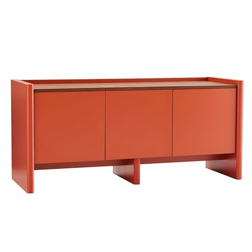 TV-Möbel, einfarbig, Retro, rechteckig, 120 cm, Orange von Oviala