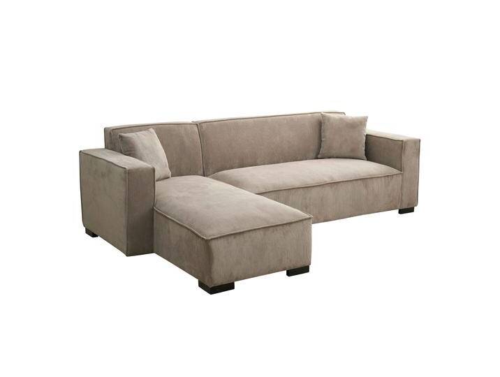 Ecksofa 3-Sitzer aus Cord mit Chaiselongue links und Kissen Ecksofa 3-Sitzer aus Cord mit Chaiselongue links und Kissen von Oviala