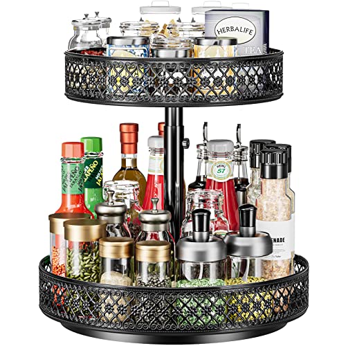 Lazy Susan Organizer mit 2 Etagen – Drehteller, Gewürzregal, 30,5 cm, verstellbar, Metall, drehbar, Lazy Susan für Schrank, Speisekammer, Küche, Arbeitsplatte, Esstisch, Schrank, Badezimmer, von Ovicar