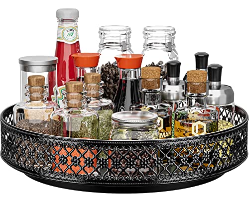 Ovicar Lazy Susan Drehteller Organizer – 33 cm drehbares Gewürzregal aus Metall, Lazy Susan für Schrank, Speisekammer, Küche, Arbeitsplatte, Esstisch, Schrank, Badezimmer, Waschtisch, Kühlschrank, von Ovicar