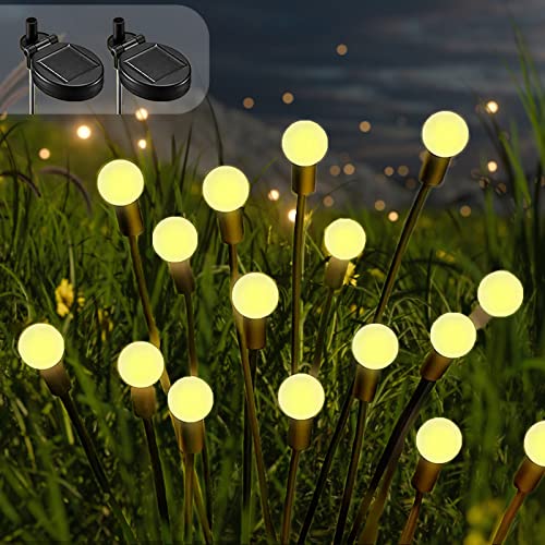 Ovker Solarlampen für Außen Garten, 2 Stück 6 LED Solar Garten Glühwürmchen Lichter Solarleuchten Wasserdicht für Garten Balkon Terrassen, Solar Firefly Lights Solar Gartendeko(Warmweiß) von Ovker