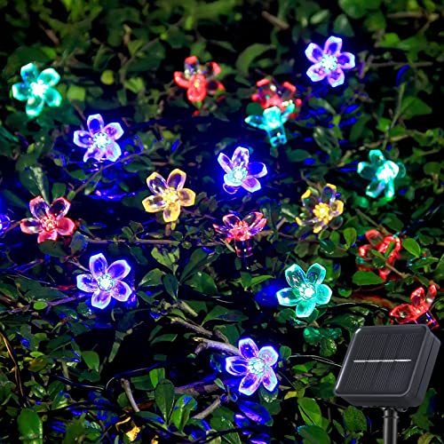 Ovker Solar Lichterketten Außen Garten, 7M 50 LED Lichterkette Blumen Solar Aussen 8 Modi IP65 Wasserdichte Dekor Solarbeleuchtung für Garten Balkon Terrasse Weihnachten Hochzeiten(Mehrfarbig) von Ovker