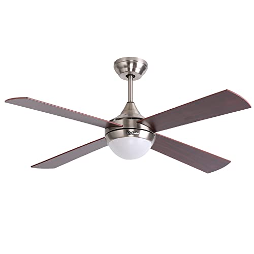 Ovlaim 122cm Deckenventilator mit dimmbarer LED Beleuchtung und Fernbedienung, Lampe mit Braun Ventilator 6 Windgeschwindigkeiten, DC Motor Ultraleisefür Schlafzimmer Terrasse von Ovlaim