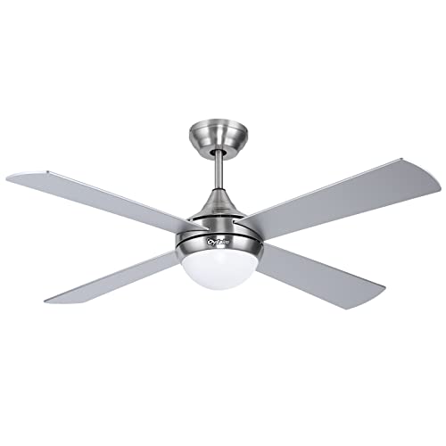 Ovlaim 122cm Moderner Deckenventilator mit LED Beleuchtung (3 Farbe) und Fernbedienung (6 Geschwindigkeit), Energiespar DC-Motor Super Leise, geeignet für Sommer & Winter (Lüftungswirkung) - Silber von Ovlaim