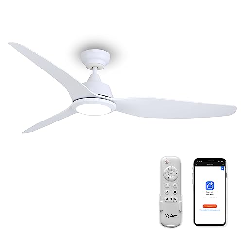 Ovlaim Leise Deckenventilator mit Beleuchtung und Fernbedienung, Smart Deckenventilatoren Winterbetrieb mit DC Motor, Kompatibel mit Alexa/Google Home, 142CM von Ovlaim