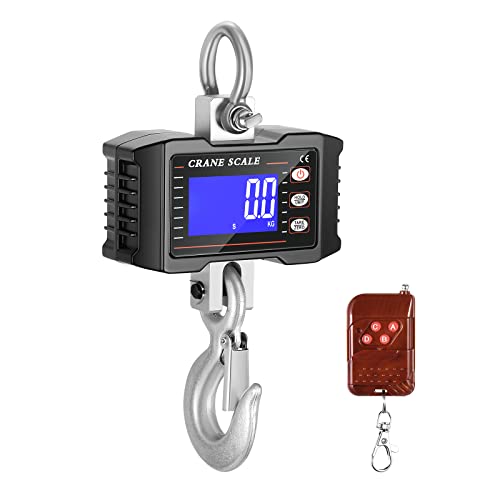 Ovshnrr Kranwaage 1000kg 2000LBS, Crane Scale LED Bildschirm Wiederaufladbar Intelligente Hängewaage Digital mit Hoher Genauigkeit mit Fernbedienung für Jagd im Freien,Familie, Agrarmarkt von Ovshnrr